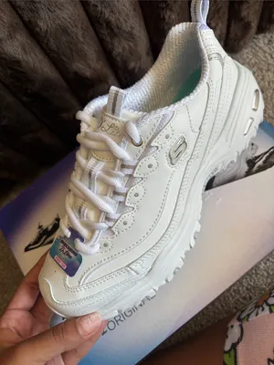 Skechers White Platform D'Lites Lace-Up Sneakers thumbnail 1