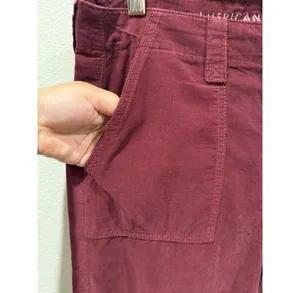 AMERICAN EAGLE Burgundy Baggy Mom Pockets Pants thumbnail 4