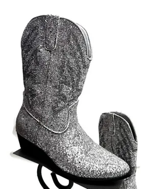 Portland Boot Co. Silver Sequin Cowgirl Cowboy Boots Size 6 thumbnail 1