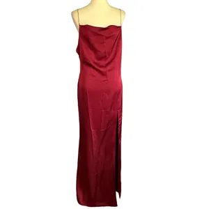 NBD Red Satin Maxi Slip Dress MEDIUM Gown Cowl Backless Slit Formal $258 NEW thumbnail 5