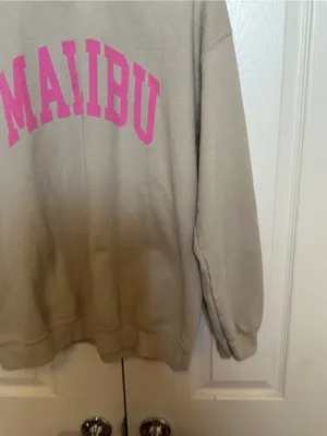 Malibu Crewneck Sweatshirt - Taupe with Pink Logo thumbnail 4