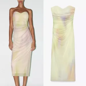 Zara NWT tie dye print midi tulle mesh dress thumbnail 2