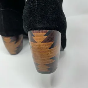 LAmour Des Pieds Pamby Black Suede Ruched Western inlaid Heel Boots womens 6 thumbnail 9