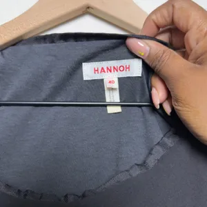 Hannoh Women Silk Cotton Top 40 Black‎ Drape Neck Old Money Classic Minimalist thumbnail 5