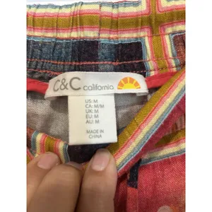 C&C California Maui Beach Linen Pants Size Medium Drawstring Elastic Waist Boho thumbnail 3