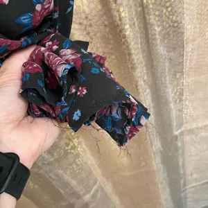 Torrid Black Pink Floral Chiffon Lattice Bell Sleeve Blouse, 1 14/16 thumbnail 7