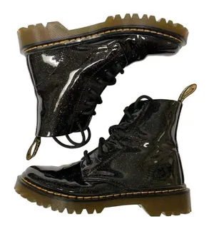 Dr. Martens Luana Womens 5 Black‎ Coated Glitter High Top Ankle Lace Up Boots ￼ thumbnail 1
