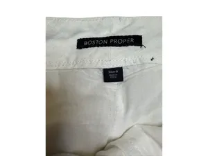 🤍 Boston Proper Size 6 White Linen Wide Leg Pants Resort Coastal Style 🤍 thumbnail 4
