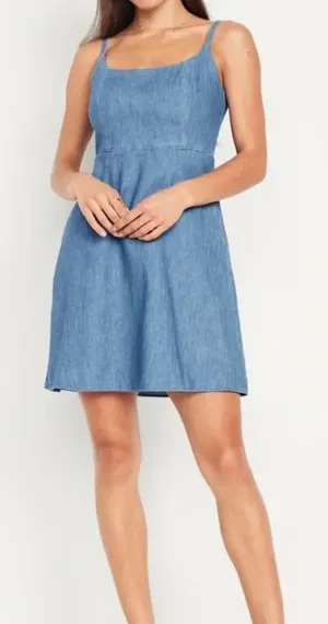 Old Navy Fit & Flare Sleeveless Denim Dress thumbnail 1