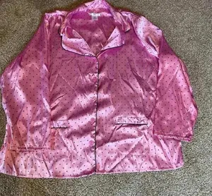 Victorias Secret Pink PJ set. Long sleeve, long pants. Pink with black stars 2x thumbnail 1
