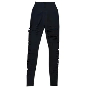 Alo Yoga High Waist Extreme Ripped Warrior Leggings Black Edgy Destroyed XXS thumbnail 7