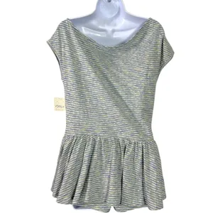 Free People Retro 90s Beachy Fallon One-Piece Romper Blue Grey Stripes XS NWT thumbnail 4