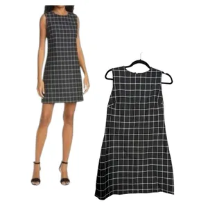 Alice + Olivia Ellis Windowpane Check Black Plaid Sheath Mini Dress Size 4 thumbnail 2