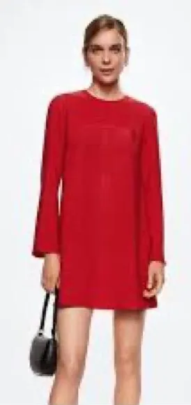 Mango Women’s Red Long Sleeve Shift Dress Size 6US NWT thumbnail 1
