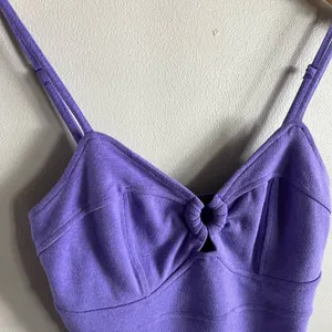 Purple Y2K Mini Dress Bodycon Cutout Ring Bust Spaghetti Strap Size M thumbnail 3