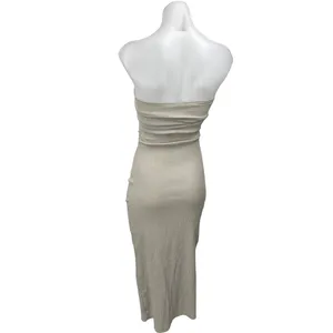 Zara Cream Beige Strapless Sleeveless Bandeau Tube Bodycon Midi Dress Size S thumbnail 2