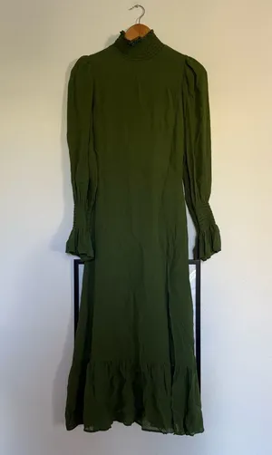 Reformation Galena Long Sleeve Dress in Olive thumbnail 6