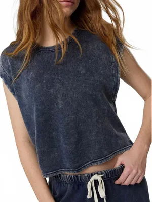AE OFFLINE By Aerie Keep It 100 Terry Muscle T-Shirt American Eagle NWT Navy M thumbnail 1