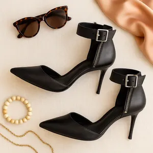Schutz Black Leather Pointed Toe Ankle Strap Stiletto Heels Size 9 EU 40 in EUC thumbnail 4