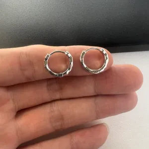 Green Ripple Small Hoop Earrings for Men Women Streetwear Hip Hop Unisex Style thumbnail 6