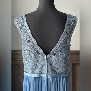 David's Bridal bridesmaid formal Light Blue Lace Maxi Dress NWT 16 thumbnail 5