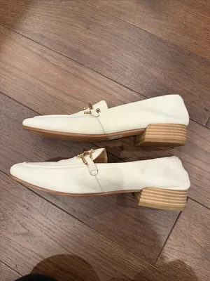 Clarks Women's Pure Block Loafer Flats Cream Leather Size 9 - C63-006 thumbnail 9