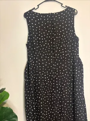 Sleeveless Black Polka Dot Maxi Dress 16 with waist tie thumbnail 7