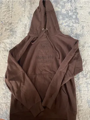 Brown Hooded Sweatshirt Alpha Phi with Teddy Logo Size M thumbnail 1