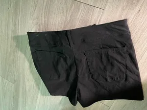 High-Waist Black Women's Shorts with Silver O-Ring Belt thumbnail 3