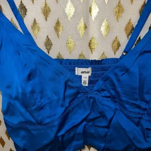 Aerie blue satin bralette crop top size L thumbnail 3