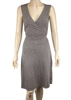 Toad‎ & Co Dress Size Medium Sleeveless Wrap Dress Brown & Blue Stretch thumbnail 1