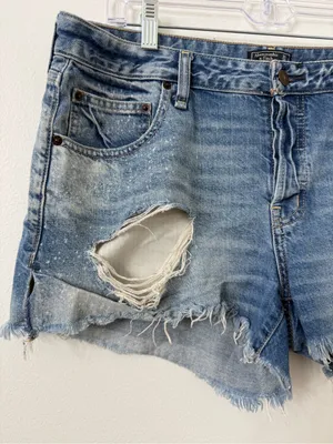{12} Abercrombie & Fitch Distressed Denim Shorts thumbnail 3