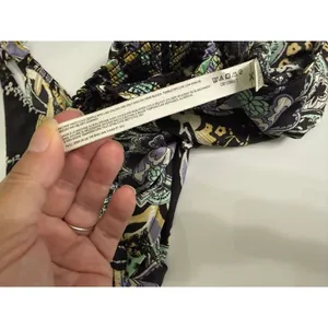 Intimately Free People Weekend‎ in Montauk Crop Top Black Floral Paisley Ties L thumbnail 5