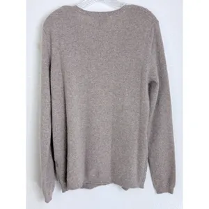 Heather Brown Cashmere Cable Knit V-Neck Sweater Taupe Lands' End L 14-16 thumbnail 4