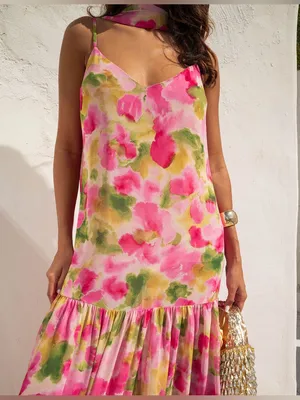 Show Me Your Mumu Dalia Maxi Dress size Small S watercolor floral thumbnail 3