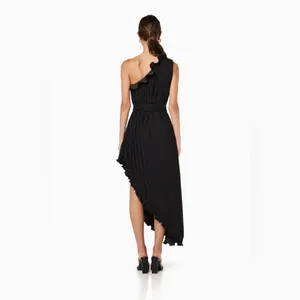 Elliatt Italianate One Shoulder Pleated Dress in Ivory thumbnail 9
