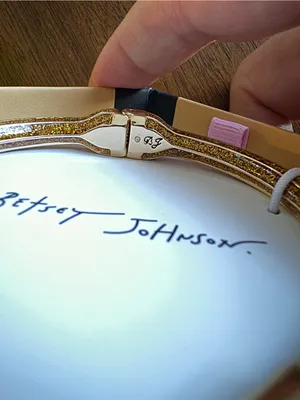Betsey Johnson Sparkle Glitter Pencil Hinged Bangle Bracelet $58 Retail NIB thumbnail 3