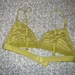NWOT Aerie velvet stripe triangle bralette neon yellow sheer striped bra size M thumbnail 3