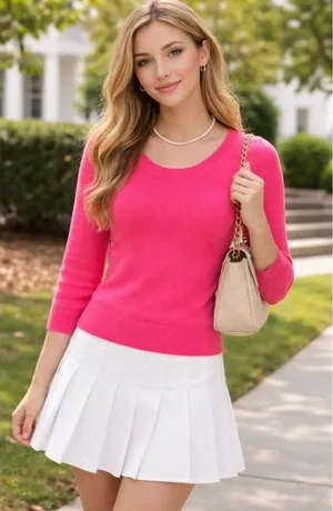 GARNET HILL Cashmere Sweater Scoop Neck Solid Pink Bright Pullover X-Small thumbnail 1