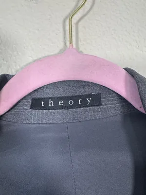 Theory Grey Plaid Fitted Blazer Jacket Womens M Preppy Corpcore Academia Work thumbnail 10