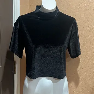 We the free black velvety crop top thumbnail 3