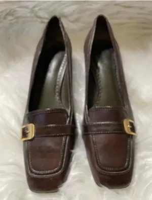 Naturalizer Brown Heels With Brass Buckle Size 7.5 thumbnail 1