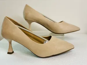Beige faux suede pumps heels Tan Size 10 thumbnail 1