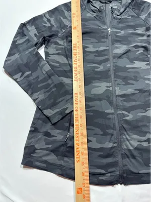 J Jill Fit Performance Zip-Front Hoodie in Cool Gray Camo thumbnail 3