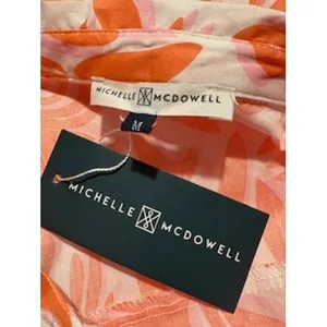 MICHELLE MCDOWELL Dani Shirt Dress NEW Orange Pink‎ Floral Button Front Resort thumbnail 7