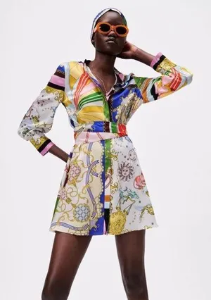 ZARA Women Short Printed Mini Dress nwt thumbnail 1