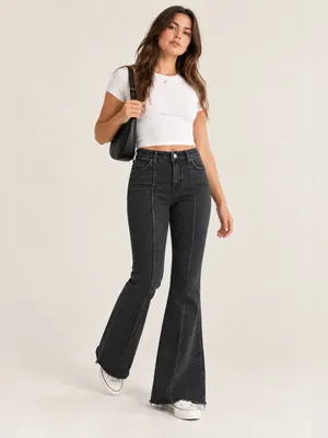 NWT Abercrombie & Fitch Curve Love HR Vintage Flare Jeans – Black Pintuck 30/10R thumbnail 5