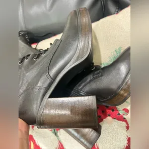 Steve Madden Size 6 Nitefall Black Leather Heeled Lace-Up Knee High Combat Boots thumbnail 5