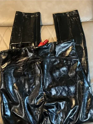 SPANX Black Shiny Faux-Leather Leggings thumbnail 5