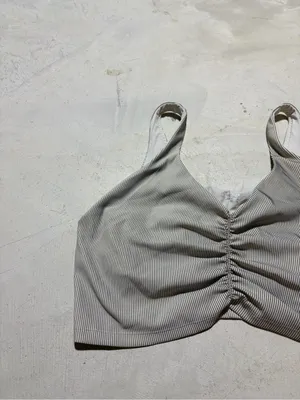 Aerie offline Ruched Front Striped cropped tank top built in bra XXL thumbnail 2